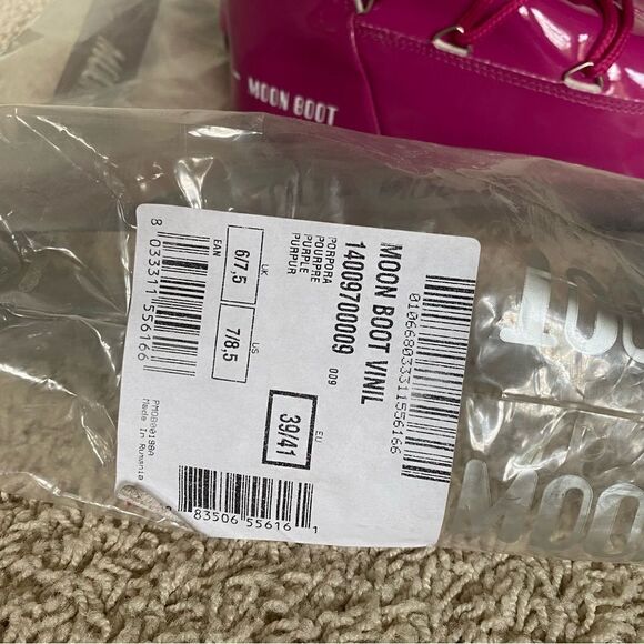 Women’s Tall Glossy Icon Vinil Moon Boots Pink Purple Waterproof size 7/8.5 - Picture 5 of 6